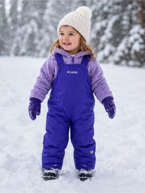 VTG Columbia Purple Lavender Fleece Lined Snow Bib Coveralls Sz 3T